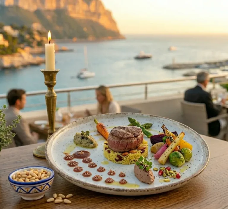 Table dressée avec vue sur les calanques pour un dîner d'exception au restaurant Kaph de Kanaan à Cassis.
